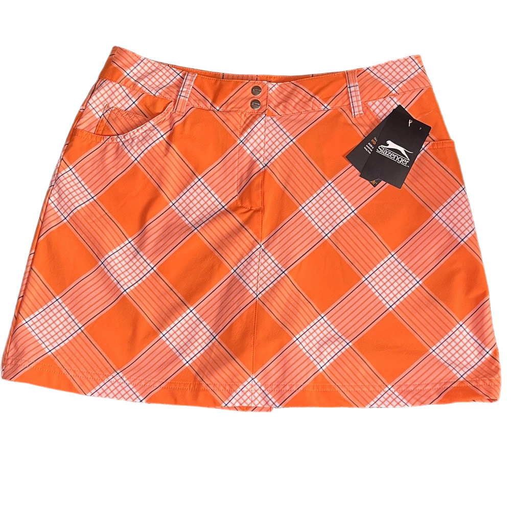 Slazenger Women's Orange Checkered Mini Skirt Size 6 GOLF - Picture 1 of 5